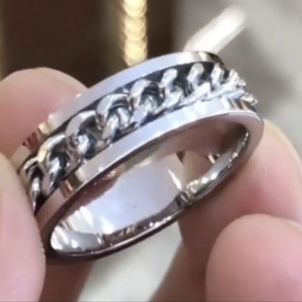 Spinner Fidget Ring Rotating Cuban Men/Women Stainless Steel NWT